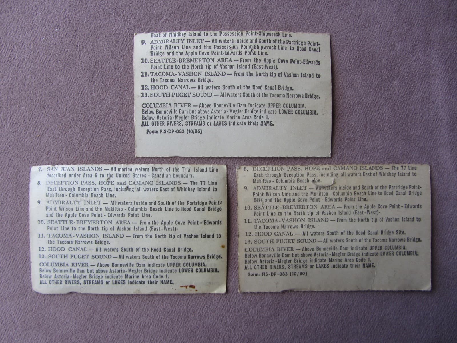 Lot of 3 Sport Salmon Validation Stub Licenses Fishing Stamps 1978 1981 1987 WA 2