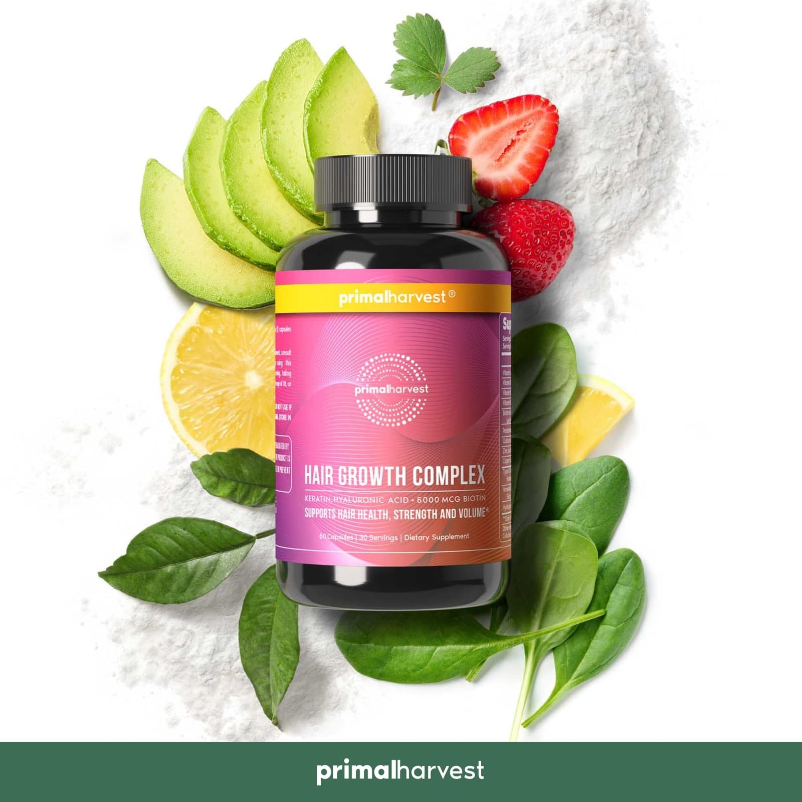 Primal Harvest Hair Vitamins – 60 Biotin & Zinc Pills for Women & Men Hair Growt 4