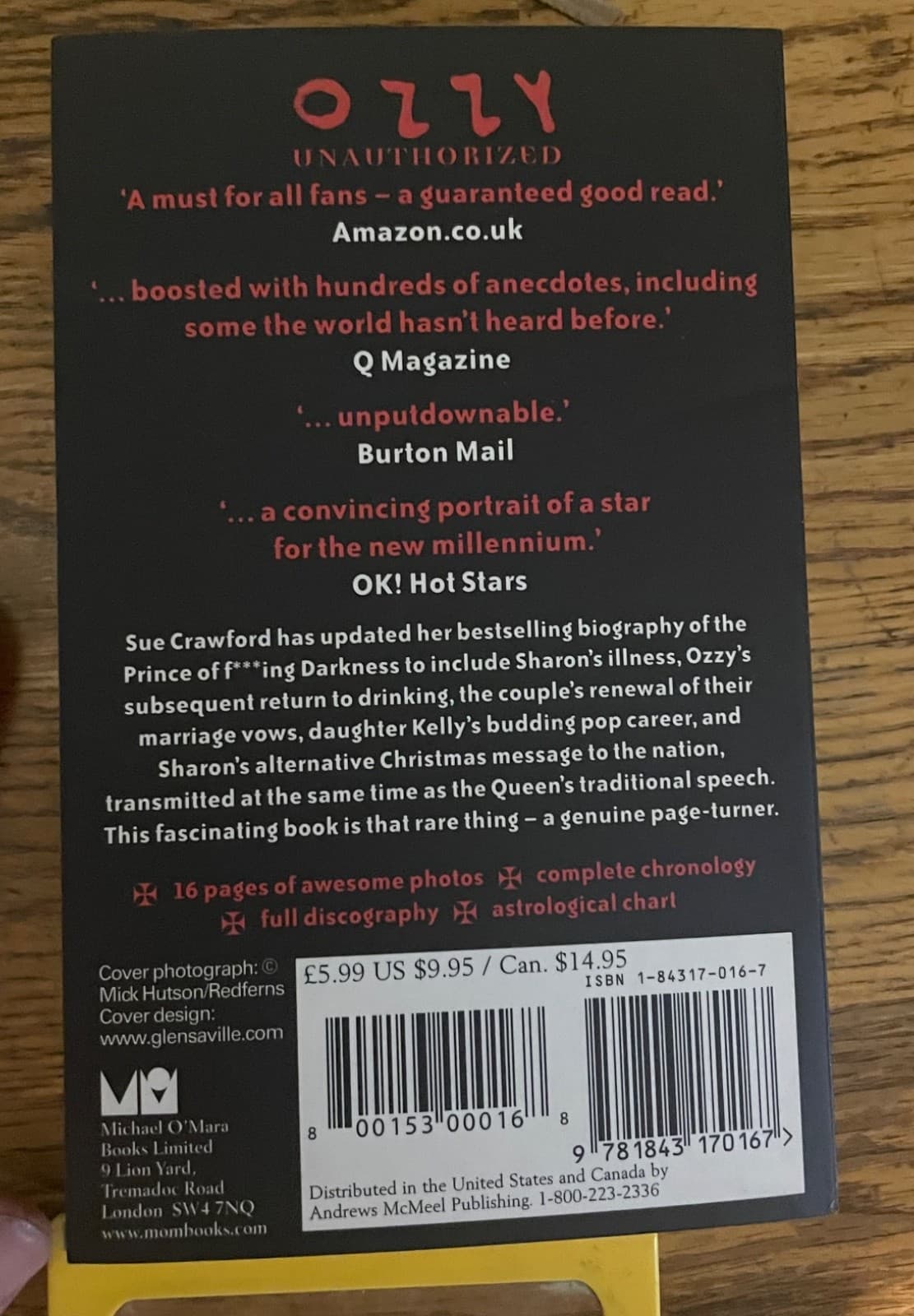 Ozzy Osbourne/ Autograph/ paperback book/ biography/ signed/ Black Sabbath 6