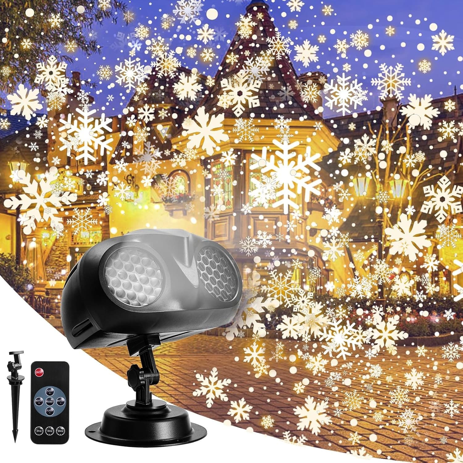 Christmas Projector Snowflake LED Moving Snowfall Laser Light Outdoor Landscape
