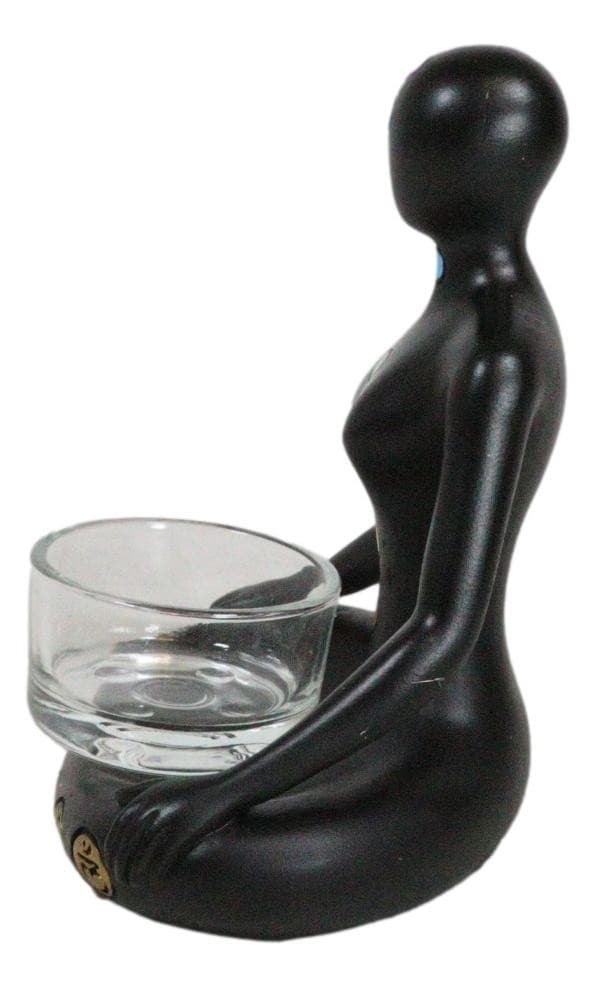 Rainbow 7 Chakra Zones Yoga Avatar Meditating Votive Candle Holder Figurine 5