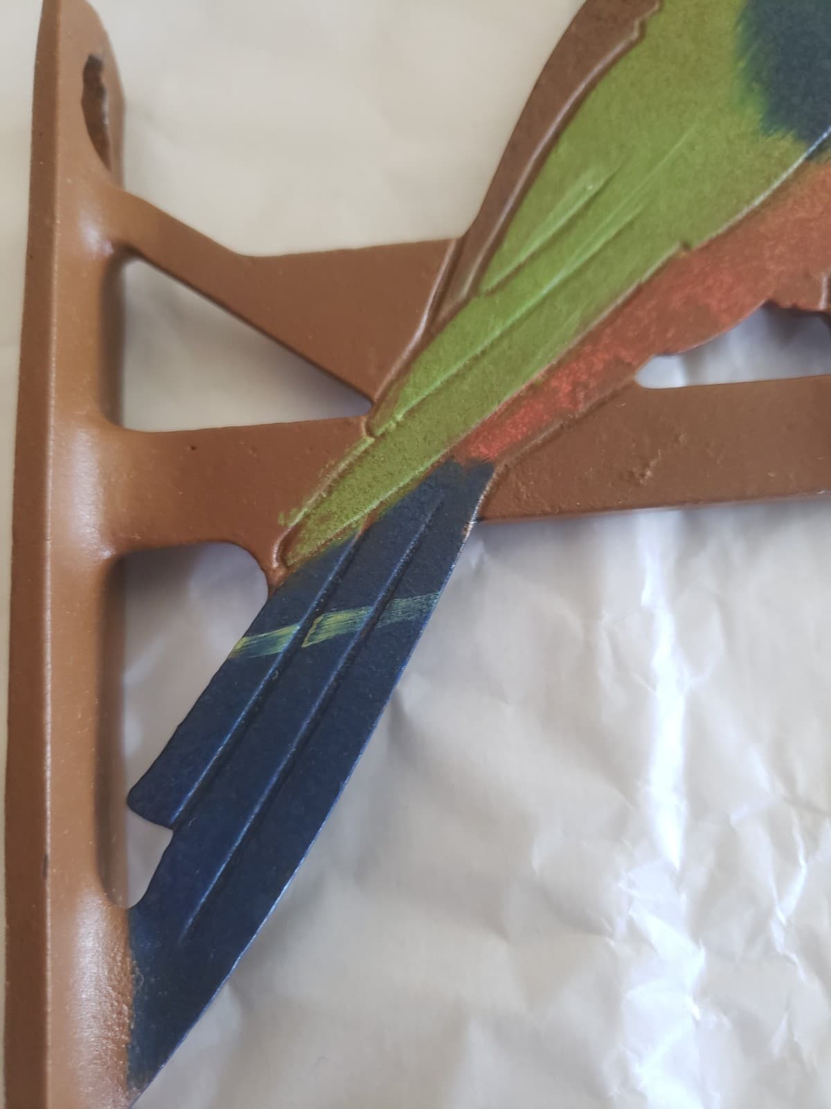 RARE SOLID CAST IRON FOUNDRY MARKED JUDD #928 PARROT ART DECO HANGING HOOK MINT! 5