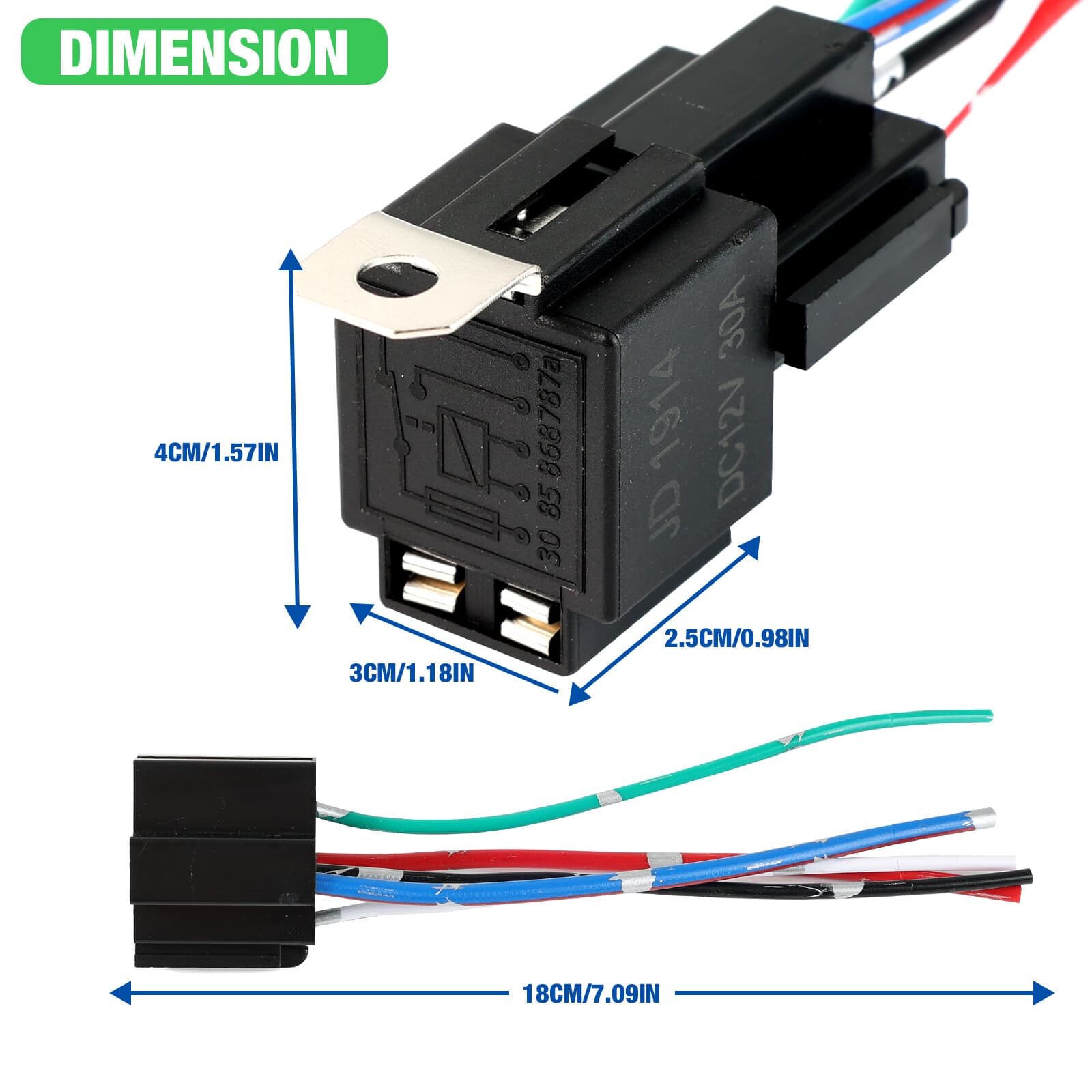 12V Fuse Switch Relay 6 Pack Harness Set 5 Pin Relays 16 AWG SPST Electrical 3