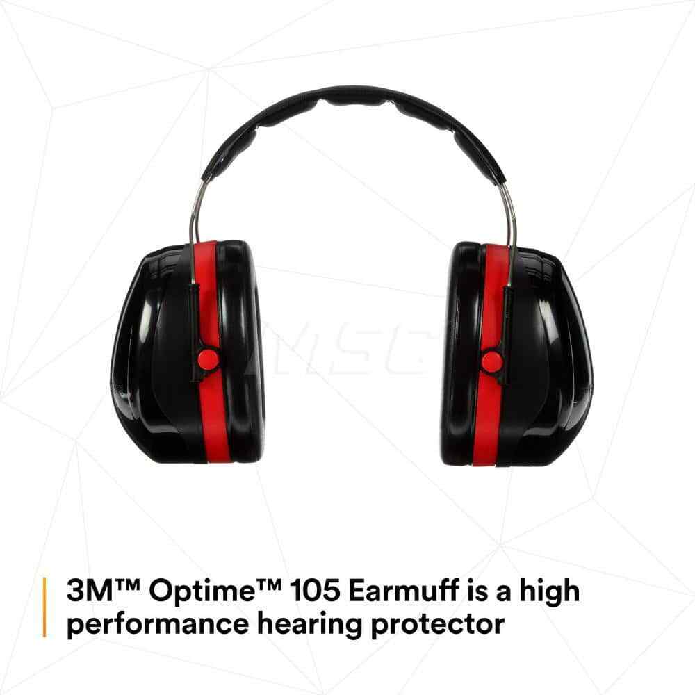 3M Over the Head Black & Red Earmuffs 30 NRR Rating 2