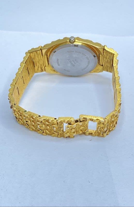 Gruen Diamond 32mm Precision Quartz Nugget Style Gold Tone Unisex Watch 62.4g 3