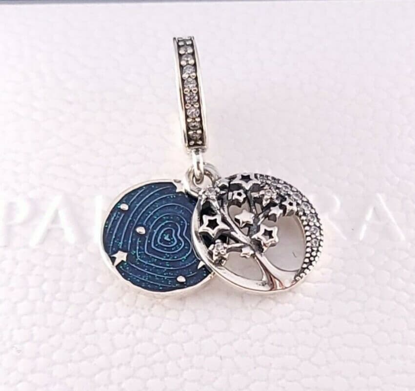 Pandora Galaxy Love You to the Moon & Back Dangle Charm Blue Space Holidays