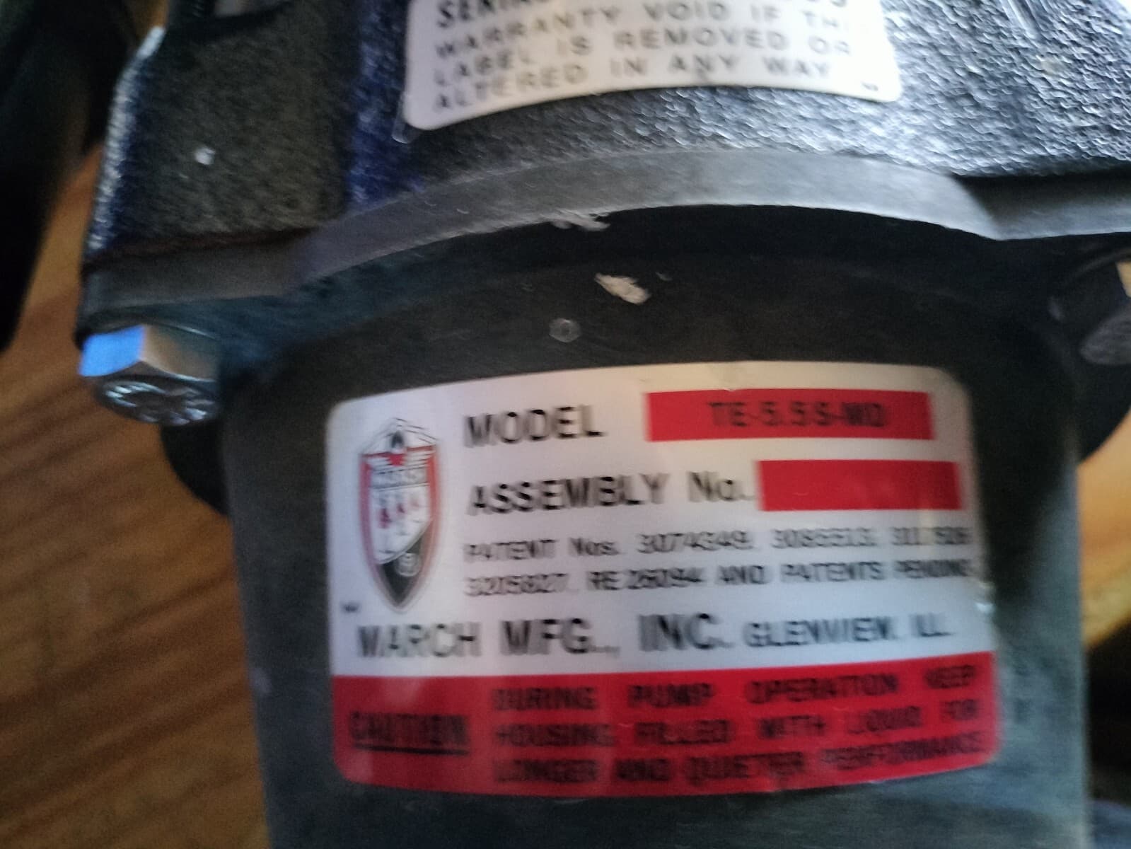 MARCH MFG. TE-5.5S-MD SEAL-LESS CENTRIFUGAL MAGNETIC DRIVE PUMP 1/3HP 3