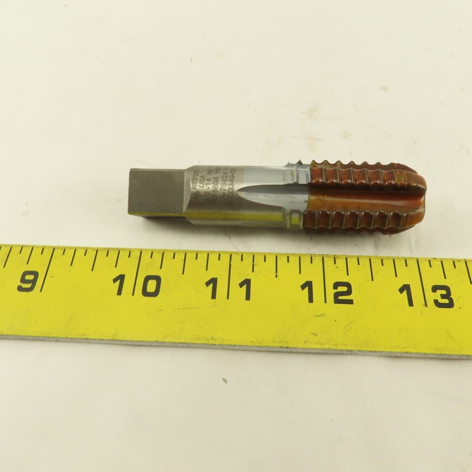 Netco 1/2-14 NPTF Bottoming Hand Pipe Tap Internal 5 Flute Straight 3