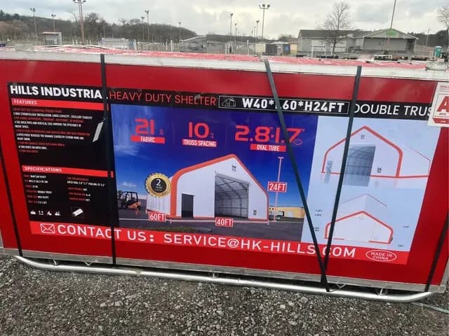 40x60x24 DUAL TRUSS PVC Fabric Canvas Storage Shelter Building Barn/ Shop NEW 4