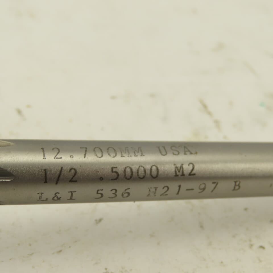 L & I 536 H21-97 B 1/2" Straight Flute Reamer MT #1 Morse Taper 1 Shank 2