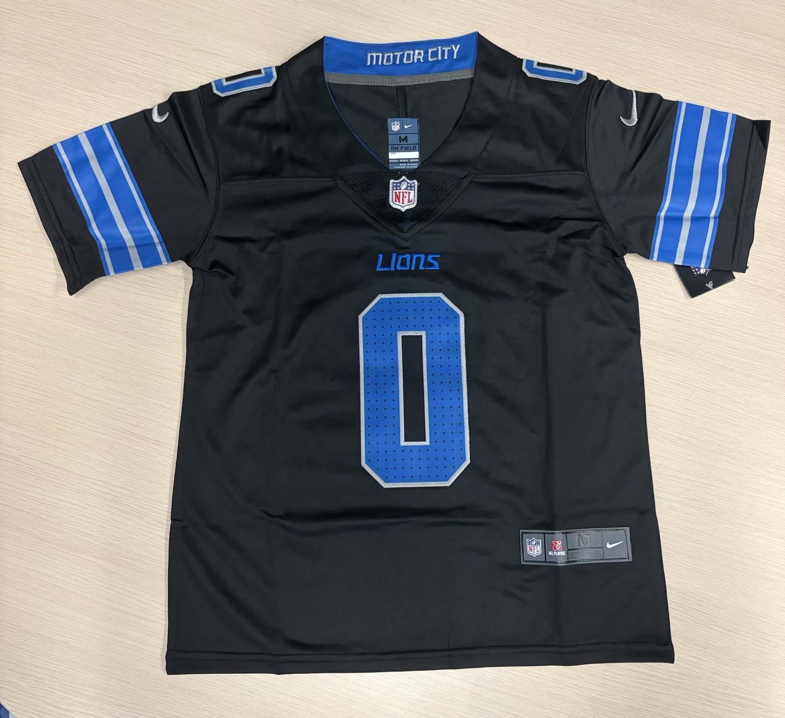 Jahmyr Gibbs #0 Detroit Lions Kids Jersey Black YOUTH Medium Stitched Jersey 2