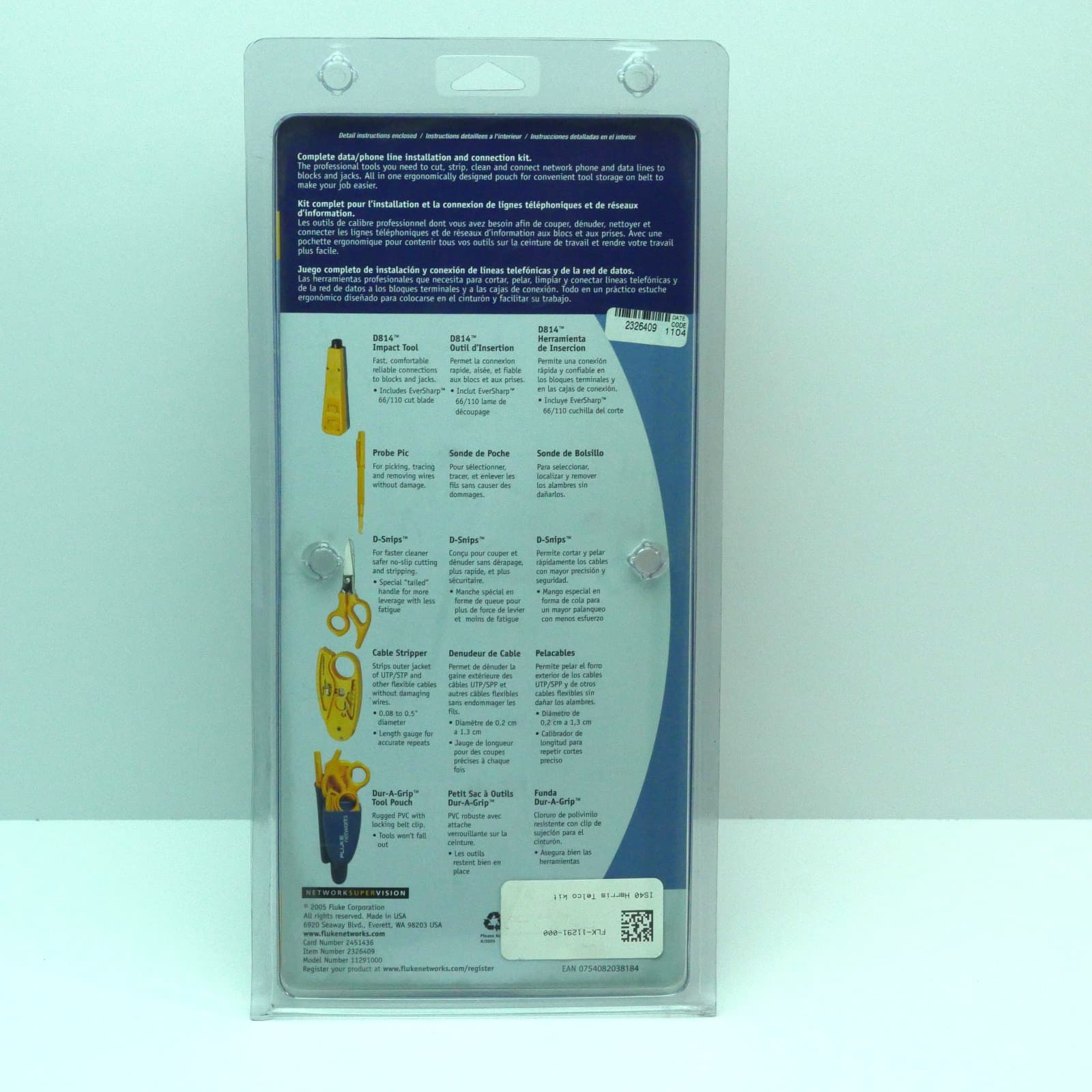 Fluke networks Pro-Tool Kit IS40 with D814 Impact Tool, D-Snips, Cable Stripper 6