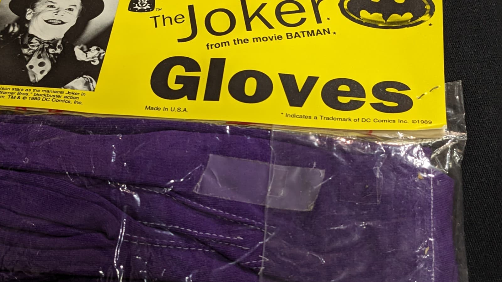 1989 Morris DC BATMAN '89 Jack Nicholson The Joker Gloves- New In Sealed Package 4