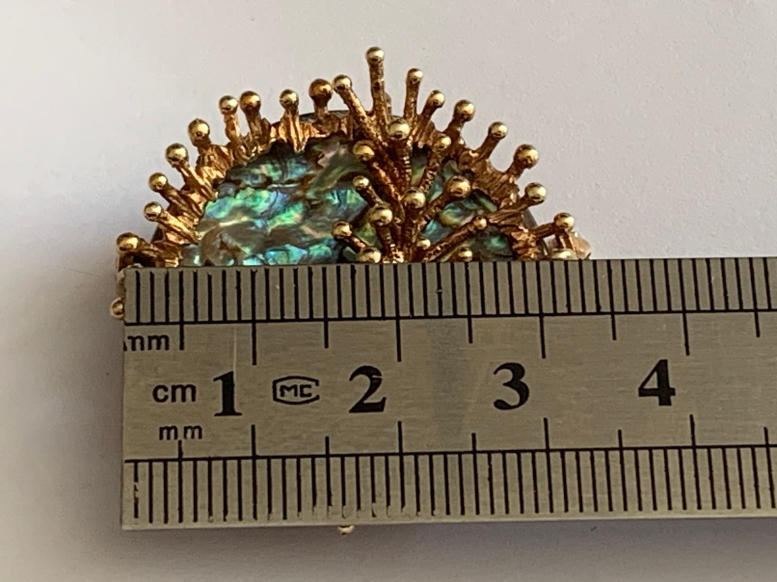 9ct Gold & Natural Abalone Shell Brutalist Brooch 5