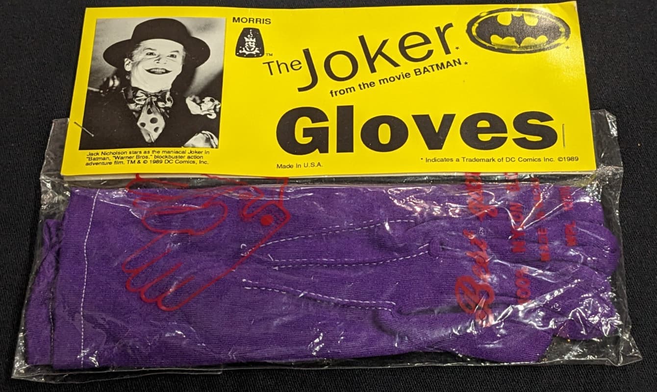 1989 Morris DC BATMAN '89 Jack Nicholson The Joker Gloves- New In Sealed Package
