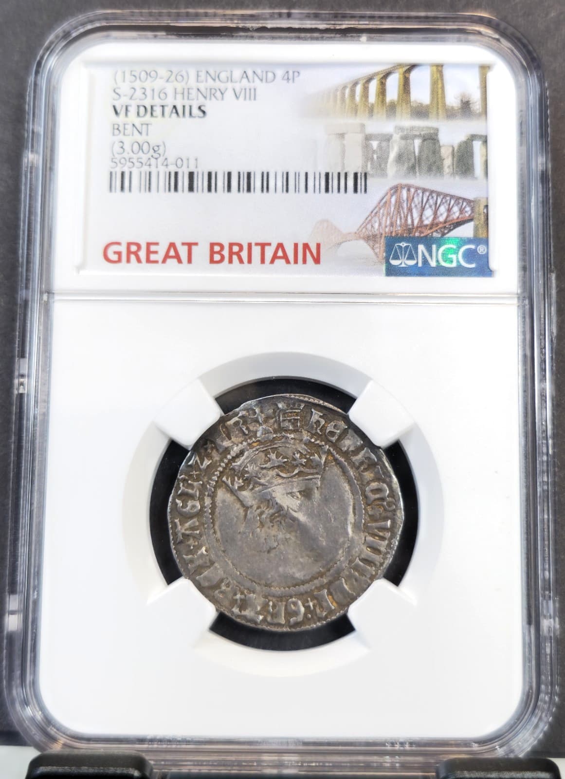 1509-26 ENGLAND 4 PENCE S-2316 KING HENRY VIII NGC VF RARE BEAUTY