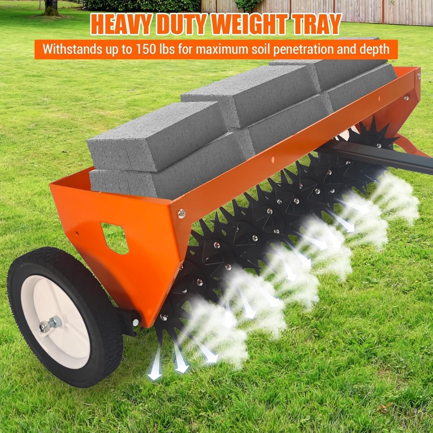 40" Spike Lawn Aerator Tow Behind Rolling Tractor Soil Penetrator Mower Hitch US 5