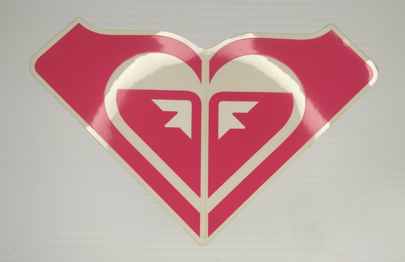 Vintage Roxy Quicksilver Pink Heart Large Logo Sticker Decal Surf Skateboard 