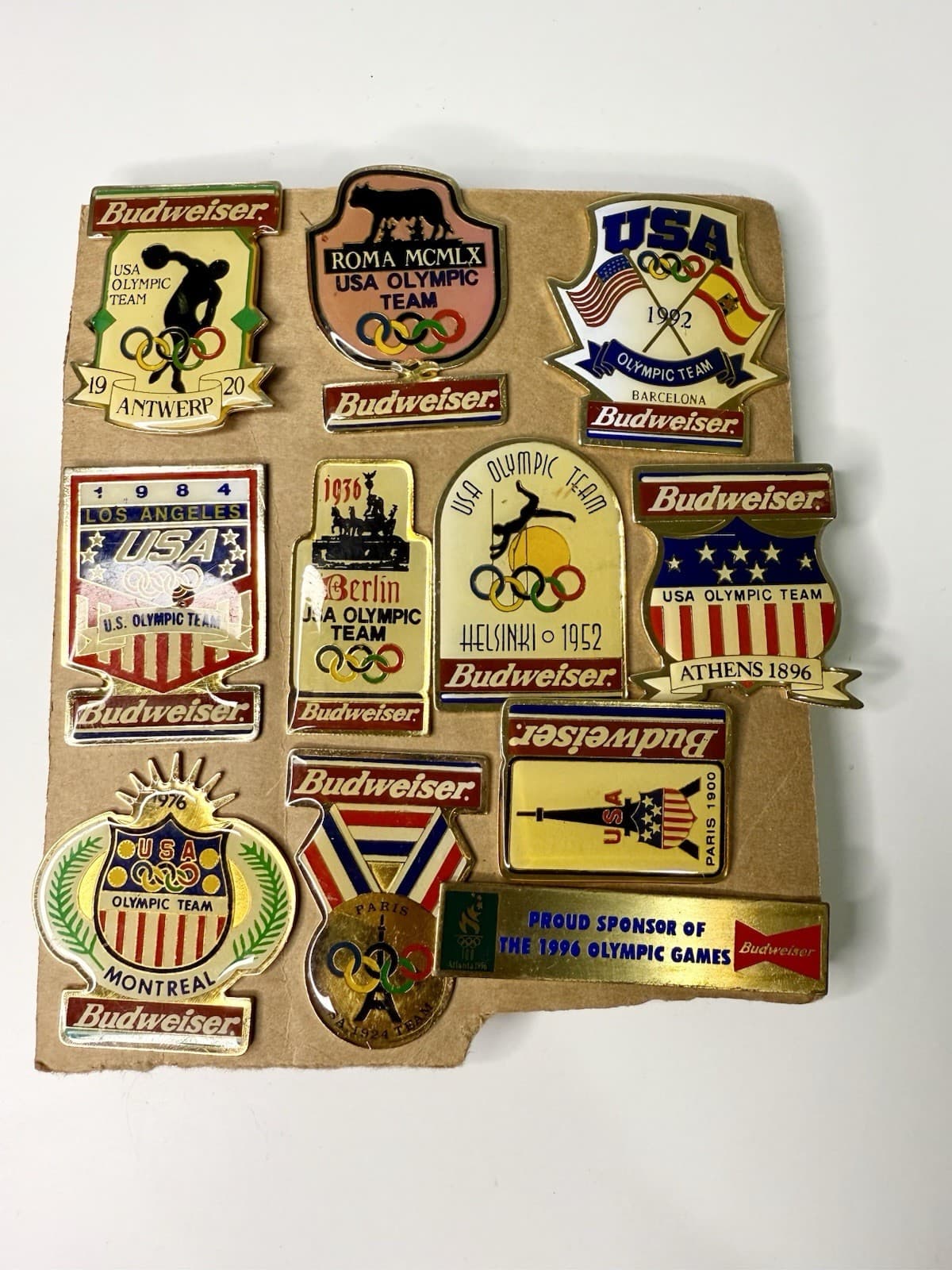 Budweiser 1996 Olympic Commemorative Pin Set - Vintage Collectible ￼￼