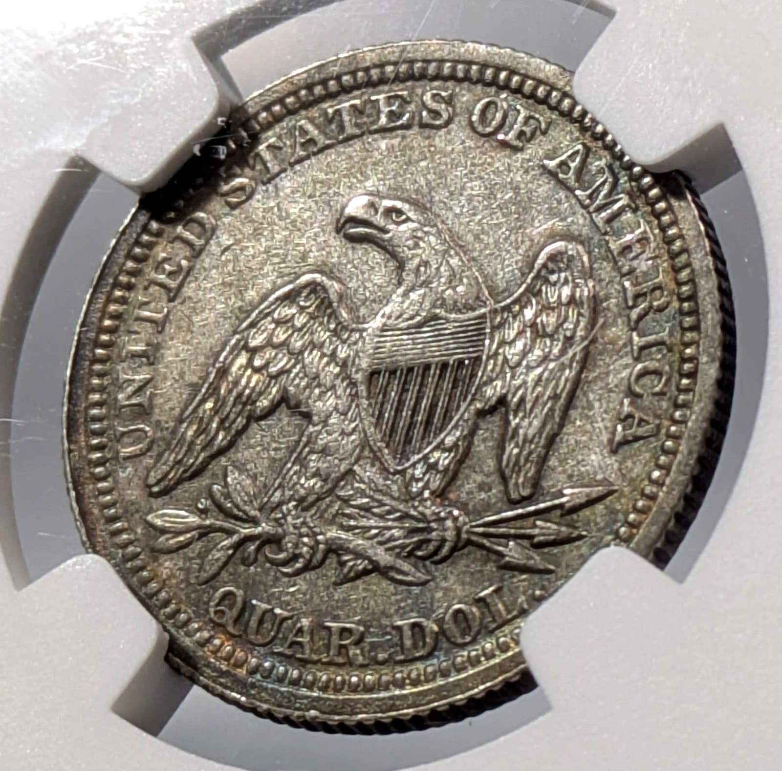 1858 Seated Liberty Silver Quarter NGC AU 25c Twenty Five Cent Philadelphia Mint 3