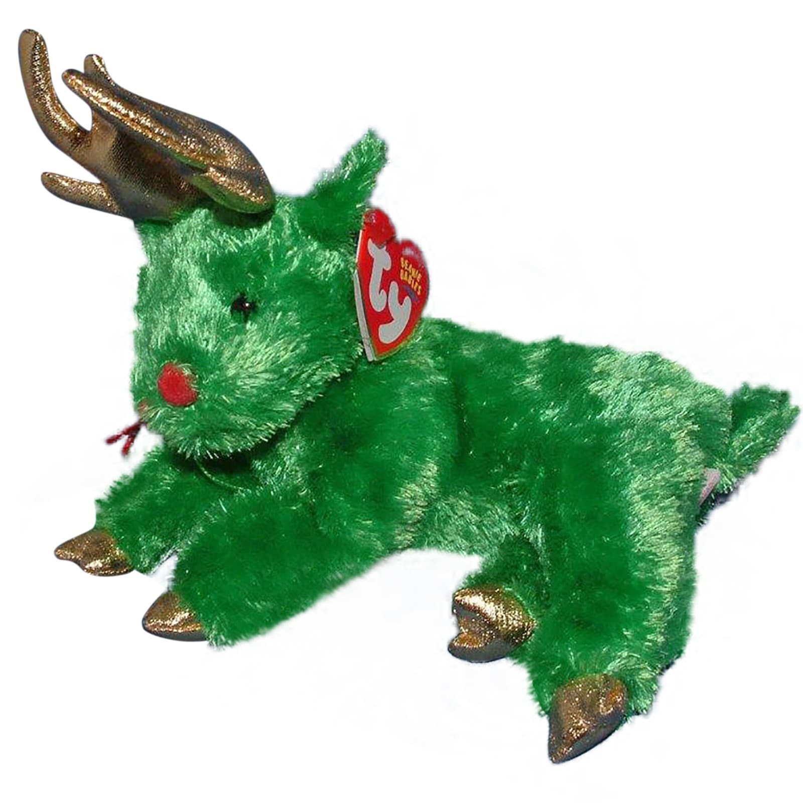 Ty Beanie Baby Sleighbelle green - MWMT (Reindeer 2004) Christmas