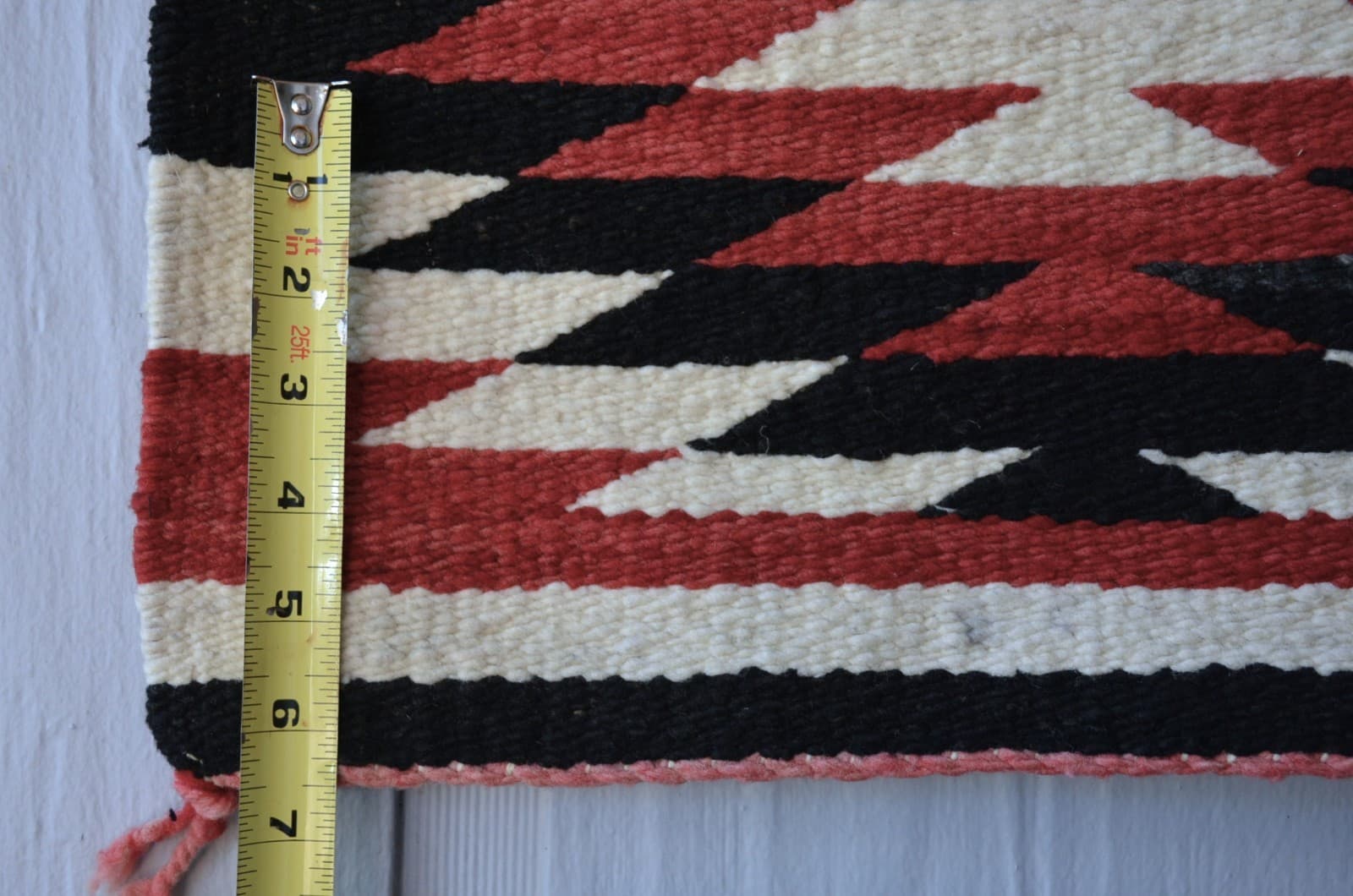 Old Navajo Rug - Red Diamond Ganado Eye Dazzler - 38" x 17.5" 5