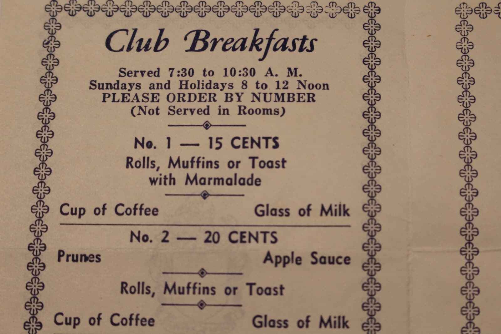 1930's Breakfast menu George Washington Hotel Lexington Ave at 23rd St New York 5