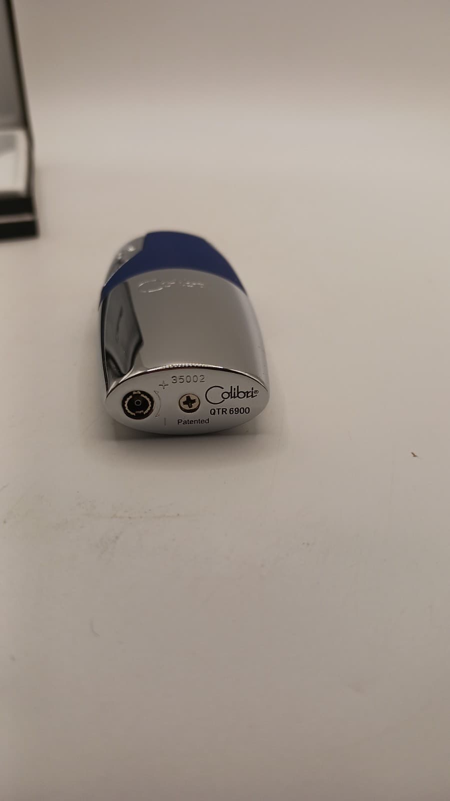 Colibri London QTR6900 Rio Jet Silver Blue Lighter NIB Windproof Patented Butane 4