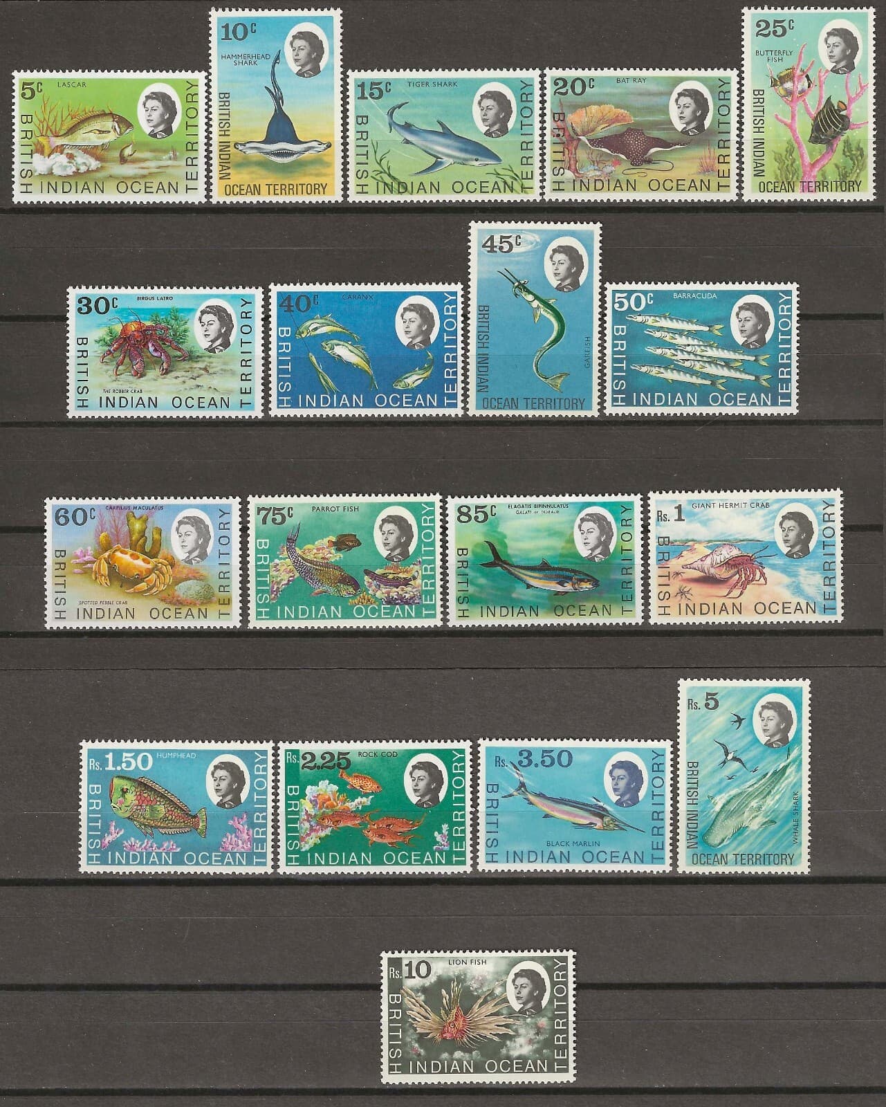 BRITISH INDIAN OCEAN TERRITORY 1968/70 SG 16/30 MNH