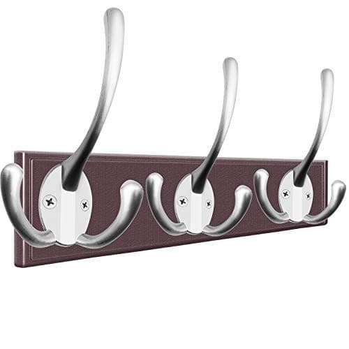 6 Pack Big Heavy Duty Three Prongs Coat Hooks Wall Mounted with 24 Matte Nickel 5