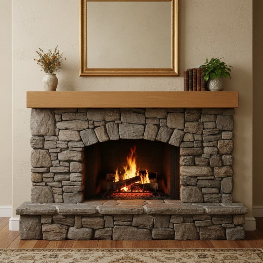 72'' Fireplace Mantel Fir Wood Wall-Mounted & Floating Shelf, Light Brown 5