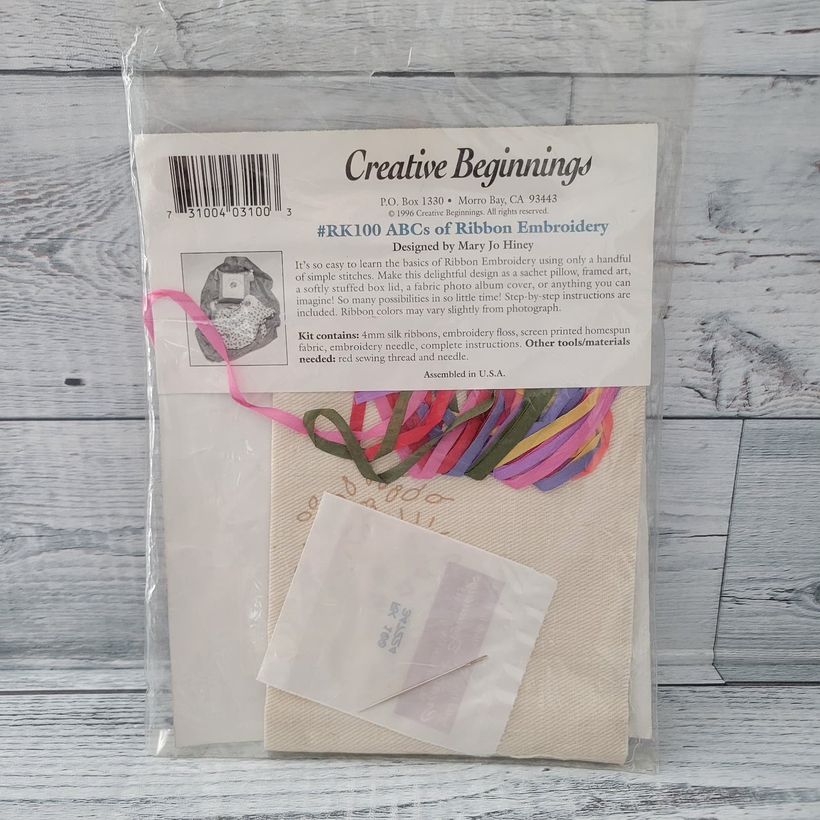 Vintage 90s Creative Beginnings Silk Ribbon Embroidery Kit ABCs Beginners 1996 3