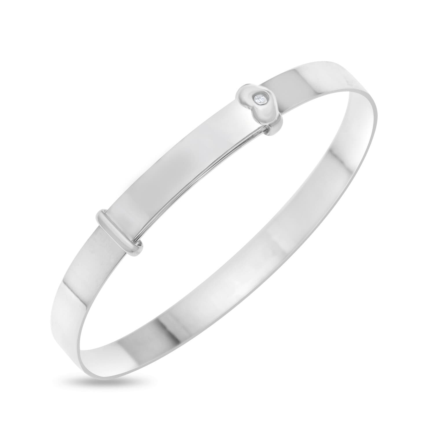 Silver Baby's First Diamond Bracelet Bangle Girl Shower Baptism Christening Gift 4