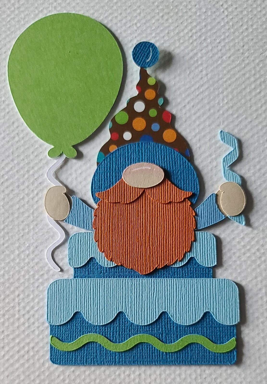 Gnome Birthday Cake Set  Blue Scrapbook, Card Making Paper Piecing