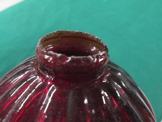 Glass Ruby Red Lightning Rod Ball Embossed Bubble Pattern Old Barn Farm 3