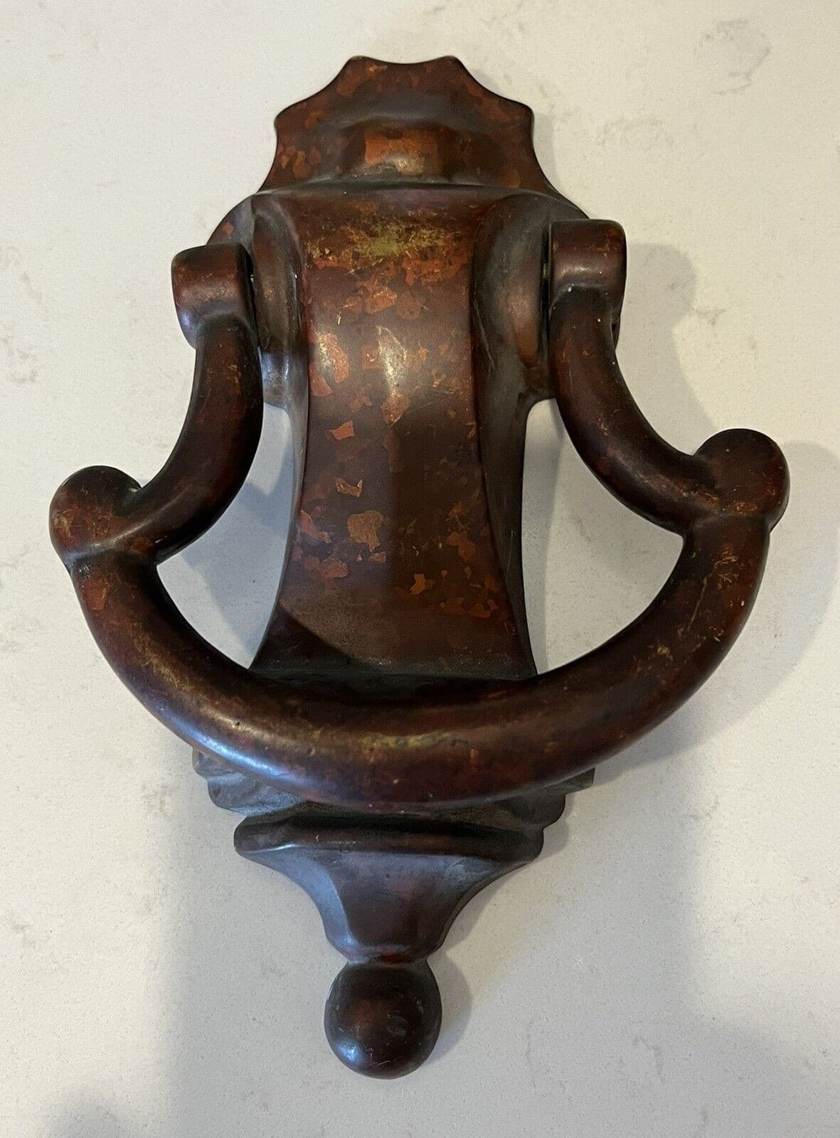 7"x4.5" ANTIQUE c.1882 VICTORIAN URN TORCHIERE ARCHITECTURAL SALVAGE DOORKNOCKER 3