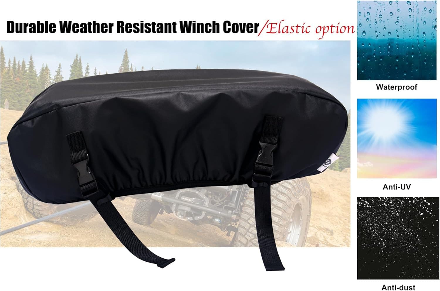 Small Winch Cover Weather Resistant Dustproof Cover Ideal Electric Winches 2500 4