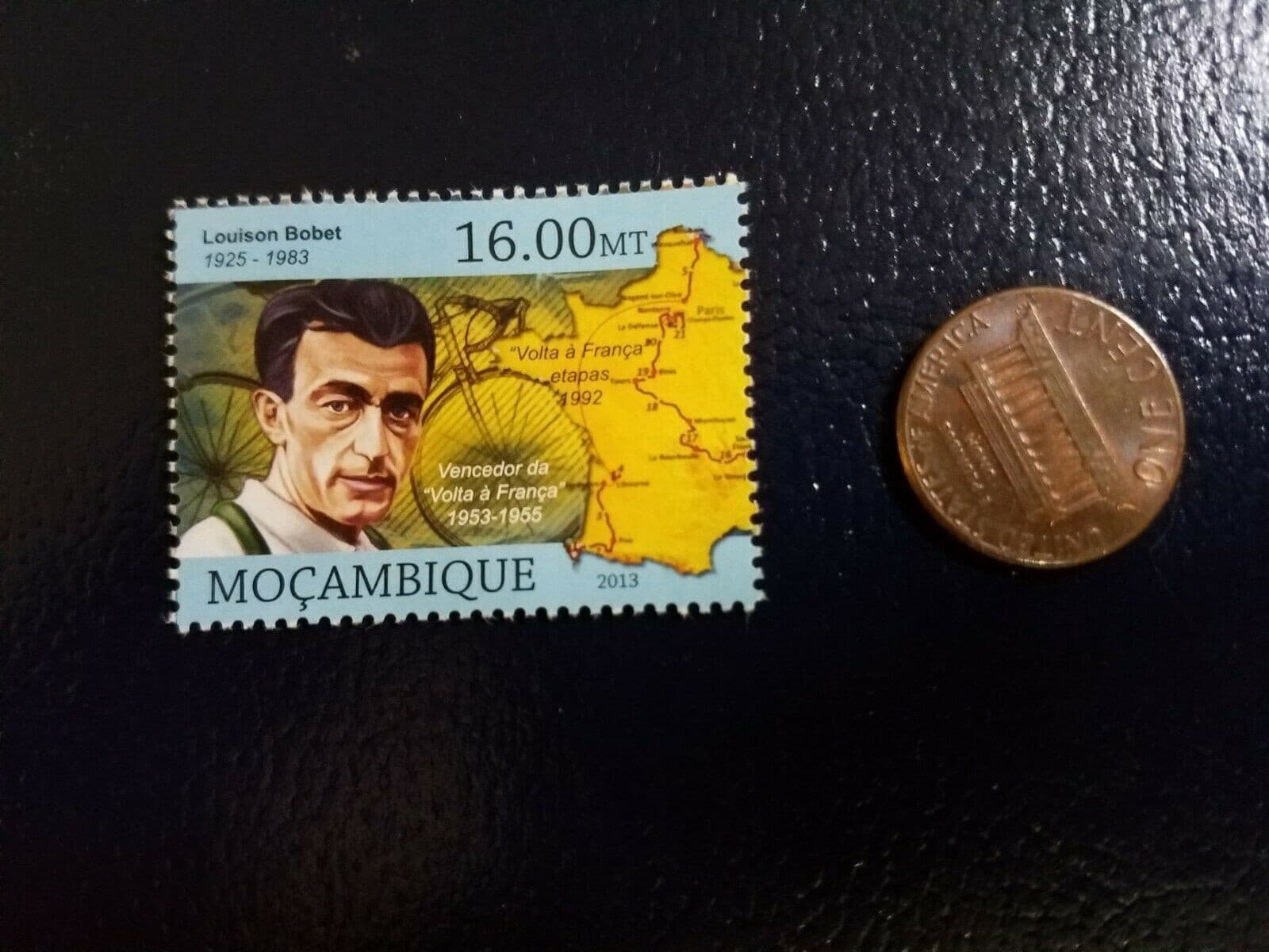 Louison Bobet Road Racing Cyclist 2013 Mocambique Perforated Stamp