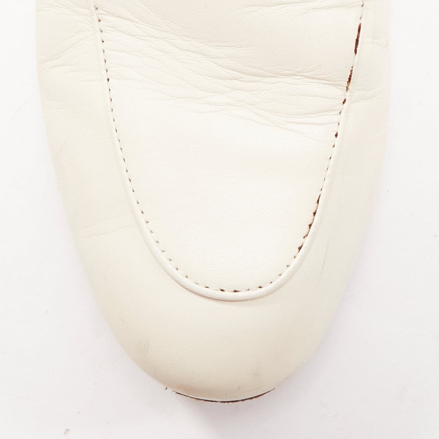 GUCCI Princetown cream leather gold horsebit flat mule loafer EU36 6