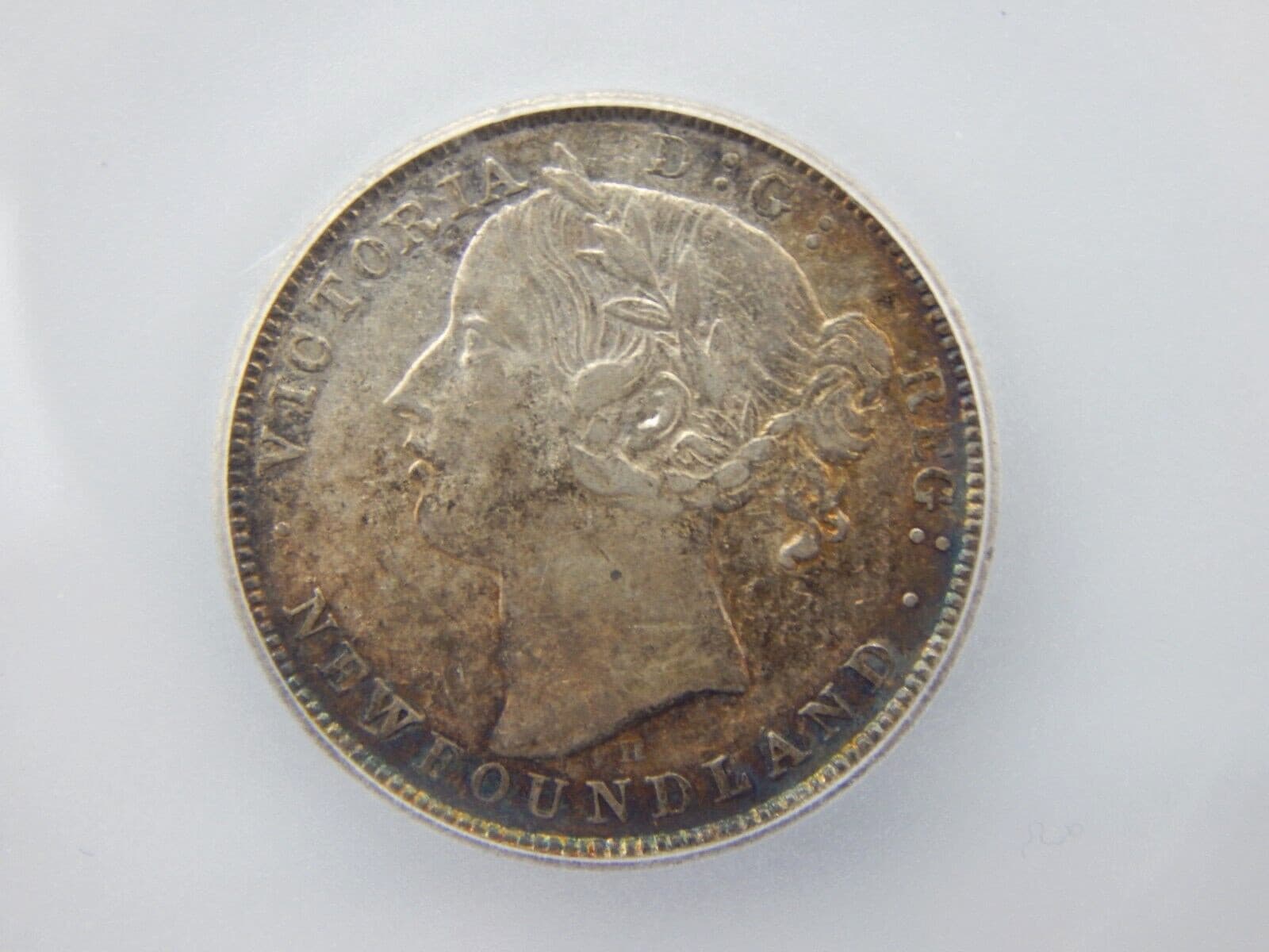 1872-H NEWFOUNDLAND 20c TWENTY CENTS ICG EF45 DETAILED (BT517) 3