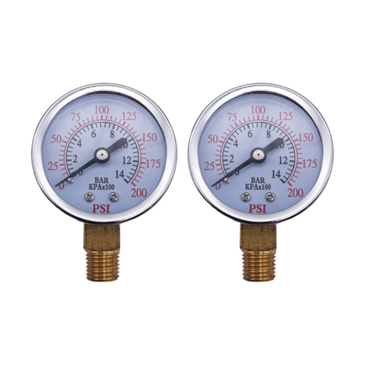 2 pcs Air Compressor Pressure Gauge 0-200 PSI 1/4" NPT Side Mount 2" Face