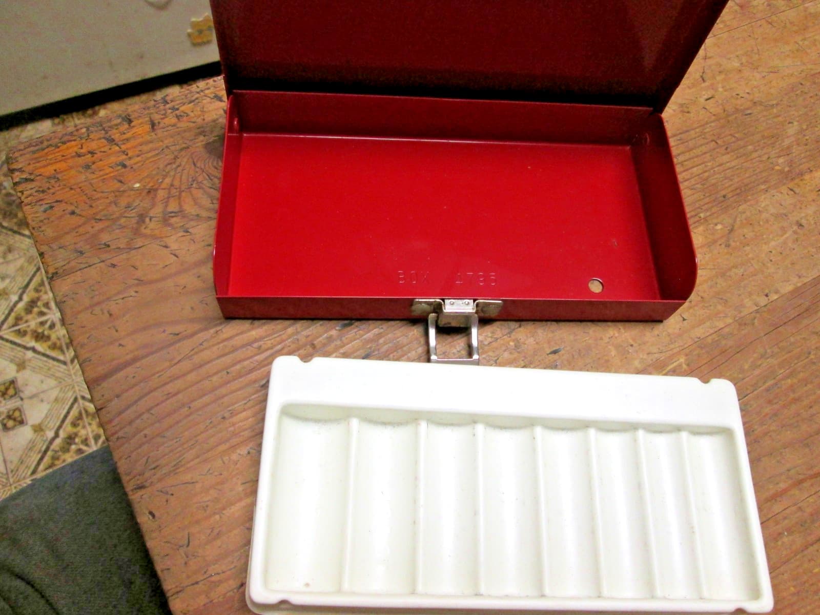 vintage proto deep socket metal storage box case 4795 3/8" drive 4