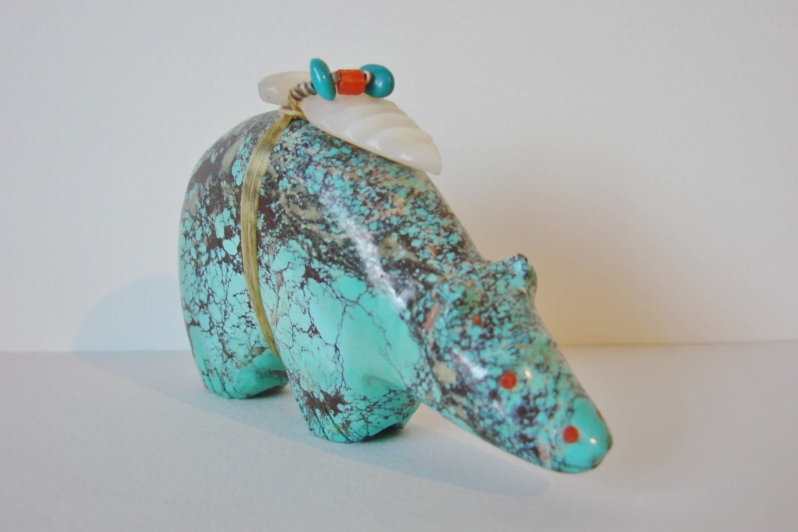 Vintage Zuni Fetish Pilot Mtn Turquoise Bear Carving By Pete (d.) & Dinah Gasper 2