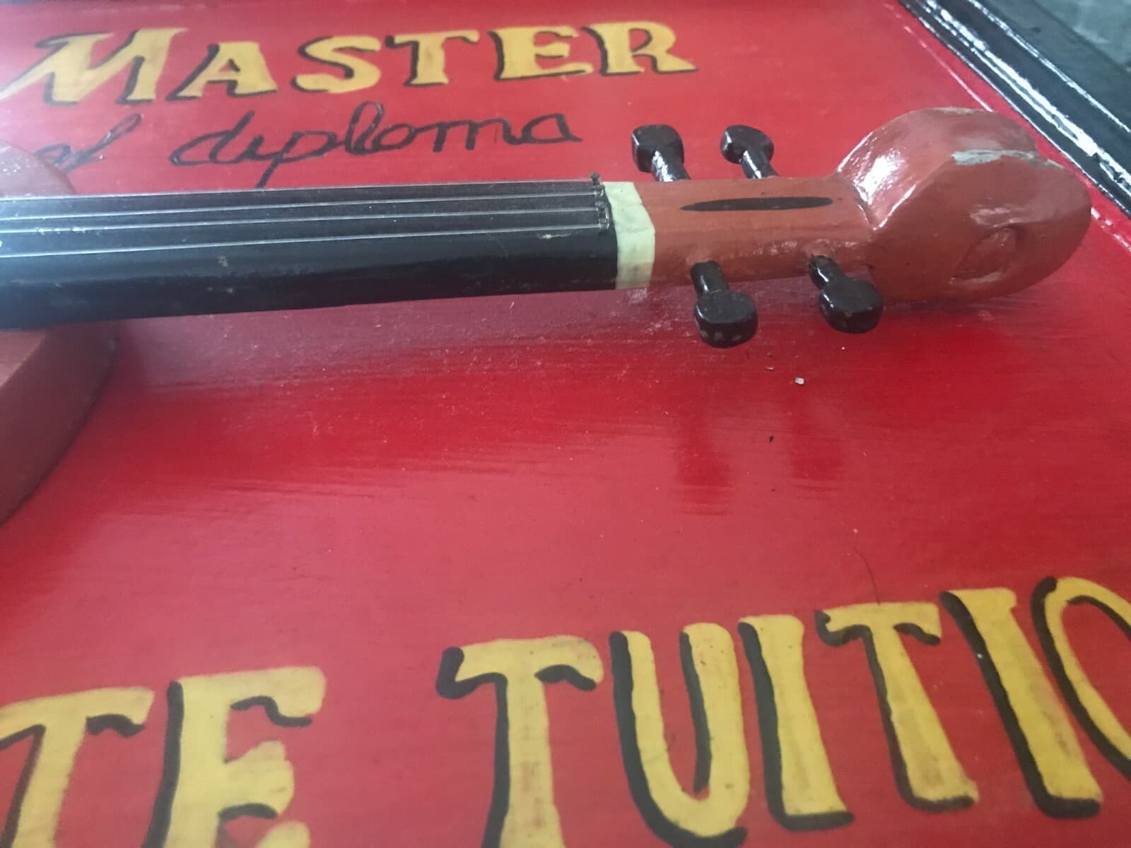 SARAH PEDERSEN Antique Violin Master Private Tuition Molded Vintage Trade Sign  6