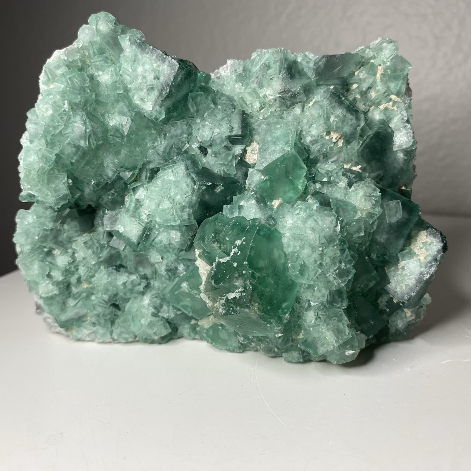 Transparent Green Cubic Fluorite Specimen On Matrix 590 Grams UV Reactive