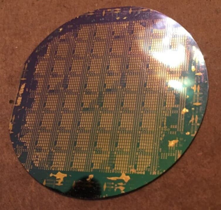 2" Gold Silicon Wafer Unique Extremely Rare RF NAND, Bell Labs? Wafer 2