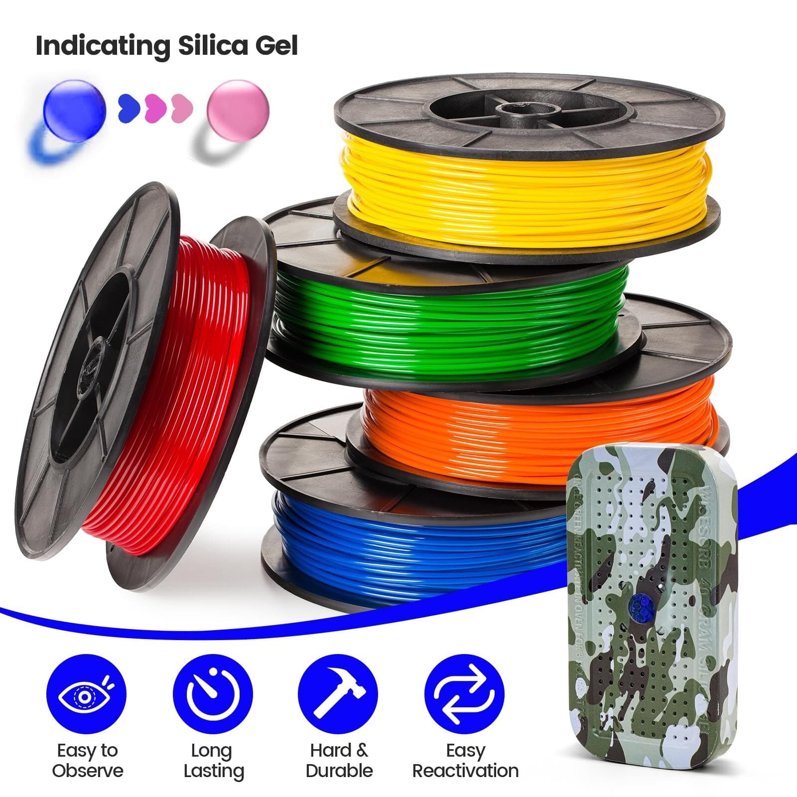 40g Reusable Indicating Desiccant Can Gun Safe Dehumidifier Silica Gel Canister 6