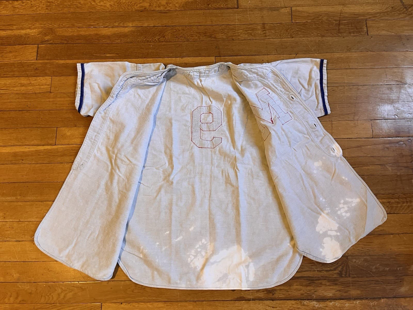 VINTAGE St. M High School Baseball Jersey Men’s L Blueish White 70s 80s 6