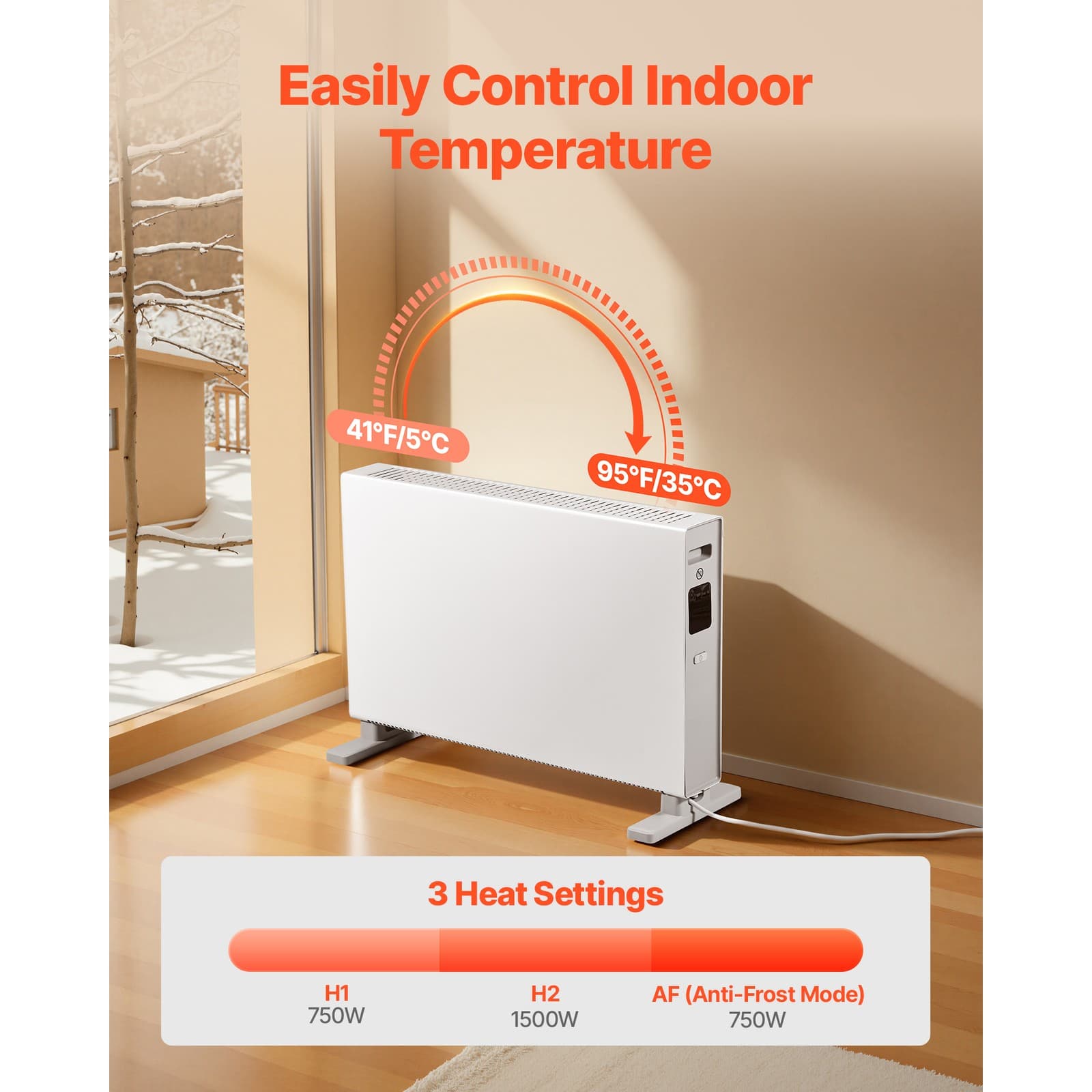 Uimoso 1500W Electric Convection Heater with Remote and Touch Controls 4
