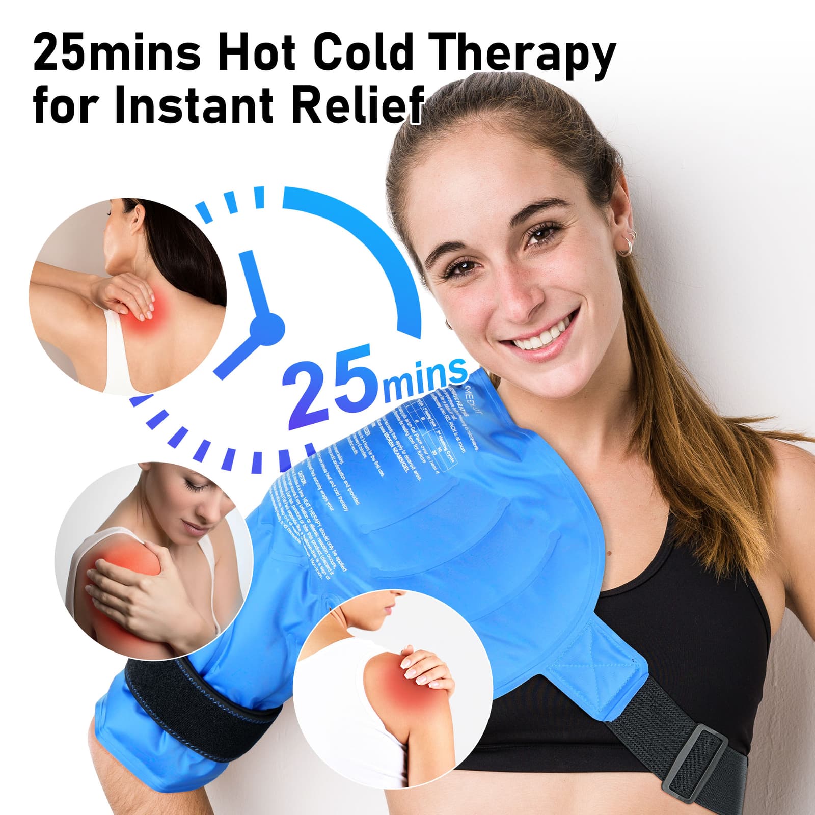 Shoulder Ice Pack Wrap Rotator Cuff Hot Cold Therapy Support Brace Pain Relief 2